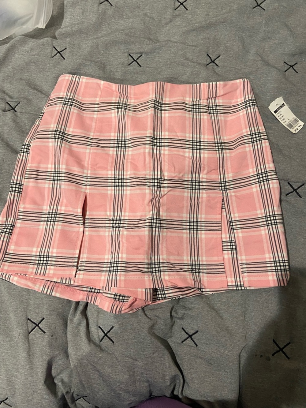 Pink Plaid Pleated Mini Skort